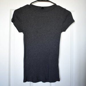 Uniqlo Dark Gray Ribbed Short Sleeve T-Shirt XS